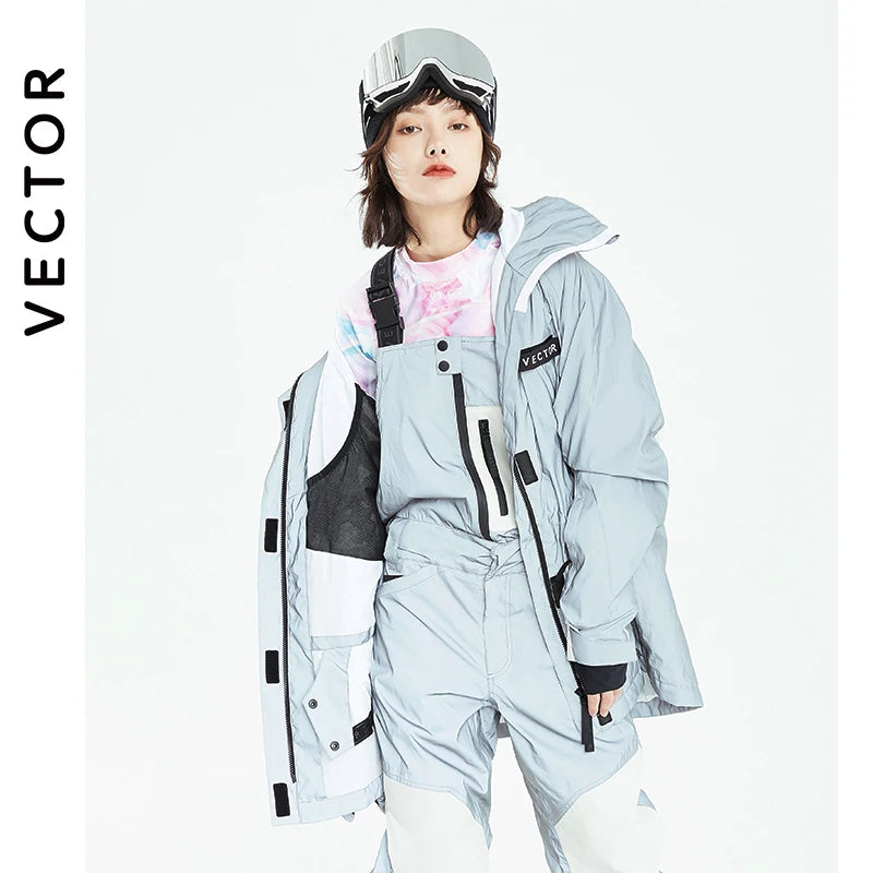 VECTOR Ski Jacket Men Women Warm Windproof Reflective Hooded Jacket Winter Outdoor Sports Jacket ski suit women Man 3M cotton